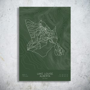 Lake Louise Ski Area | Alberta | Ski Trail Map Print, Banff Canadian Rockies Art, Alpine Ski Chalet Decor