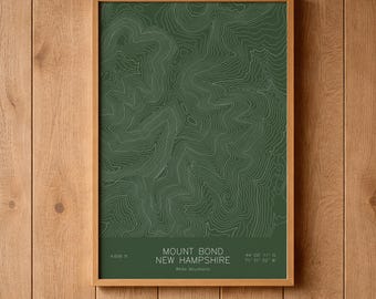 Mount Bond New Hampshire Topographic Map Art | Bond Traverse, Pemigewasset Wilderness | Pen Plotted
