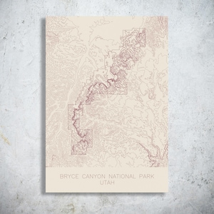 Bryce Canyon National Park Topographic Map Art | Utah | Pen Plotted (12x18")