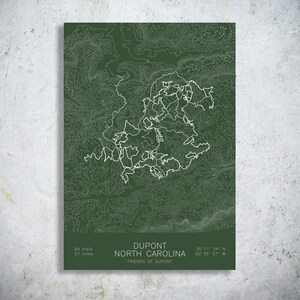 DuPont | North Carolina | MTB Trail Map Art, MTB Wall Art, North Carolina Rider Gift, Trail Network Art