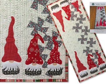 Twister Gnomes Christmas Gnome Table Runner Quilt Pattern - Lil’ Twister - Around the Bobbin - 15” x 39” Finished Size