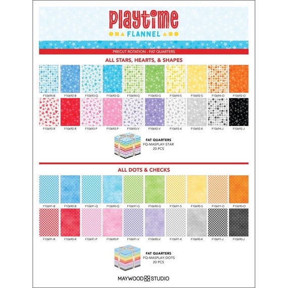 Flannel Fabric Fat Quarter Bundle - Playtime Dots And Checks