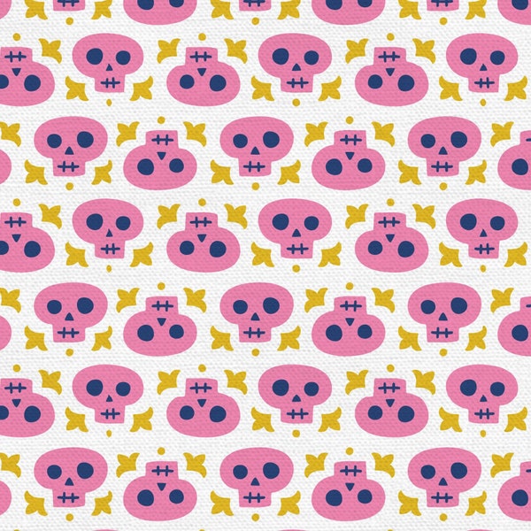 CLEARANCE!! Pink Skull Fabric - Skulls Fabric - Halloween Night 100% Cotton Fabric