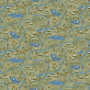 The Mountains Are Calling 100% Baumwollstoff Map Mountain Scene von Henry Glass Designer: Janet Rae Nesbitt - HEG3139-66 - NICHT FLANNEL