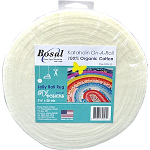 Jelly Roll Batting - Strips Rug Batting Interfacing Organic Cotton Blend - Katahdin On-A-Roll by Bosal - 2.5 inches x 25 yards