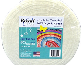 Jelly Roll Batting - Strips Rug Batting Interfacing Organic Cotton Blend - Katahdin On-A-Roll by Bosal - 2.5 inches x 25 yards