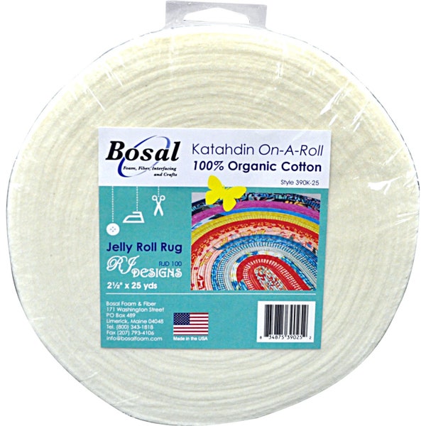 Jelly Roll Batting - Strips Rug Batting Interfacing Organic Cotton Blend - Katahdin On-A-Roll by Bosal - 2.5 inches x 25 yards