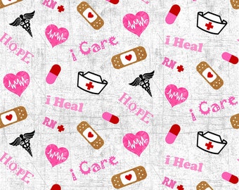 Nurse Quilt Fabric Hometown Heroes by Sykel Enterprises 100% Cotton