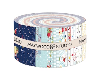 SALE!! Red, White and Bloom Fabric Jelly Roll Precut Quilt Strips by Maywood Studio - 40 Precut 2.5” Strips - 100% Cotton