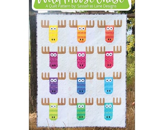 Wild Moose Chase Quilt Pattern by Sassafras Lane Designs Fun and Easy Patchwork and Applique Quilt Pattern