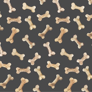 Best Friends Dog Bones Fabric on Black - Cotton - Clothworks - Designer Lexi Grenzer