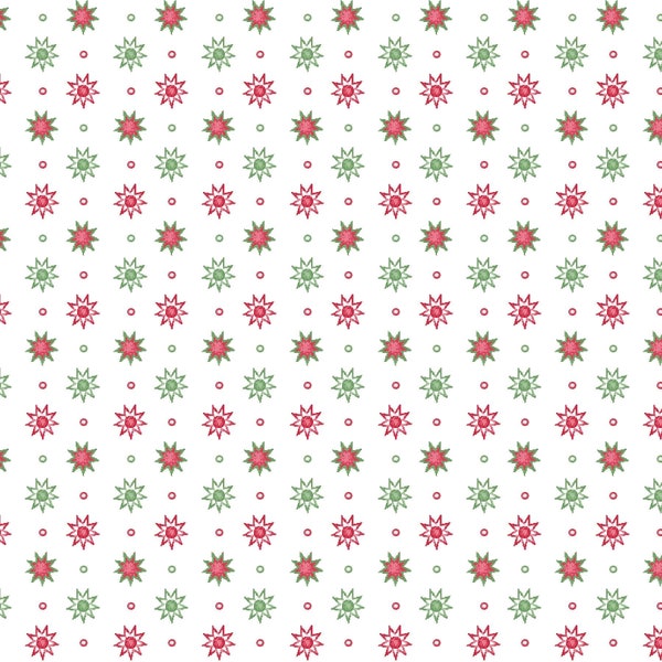 Christmas Night Stars White Cotton Fabric by Maywood Studio - Designer Monique Jacobs