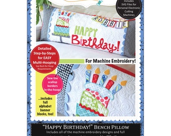Kimberbell Happy Birthday Bench Pillow Machine Embroidery CD by Kim Christopherson