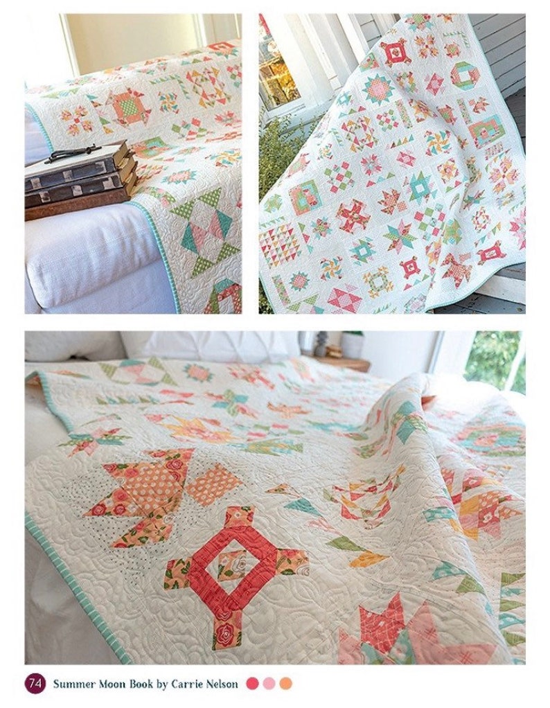 Summer Moon Quilt Pattern Book Block of the Month BOM Etsy