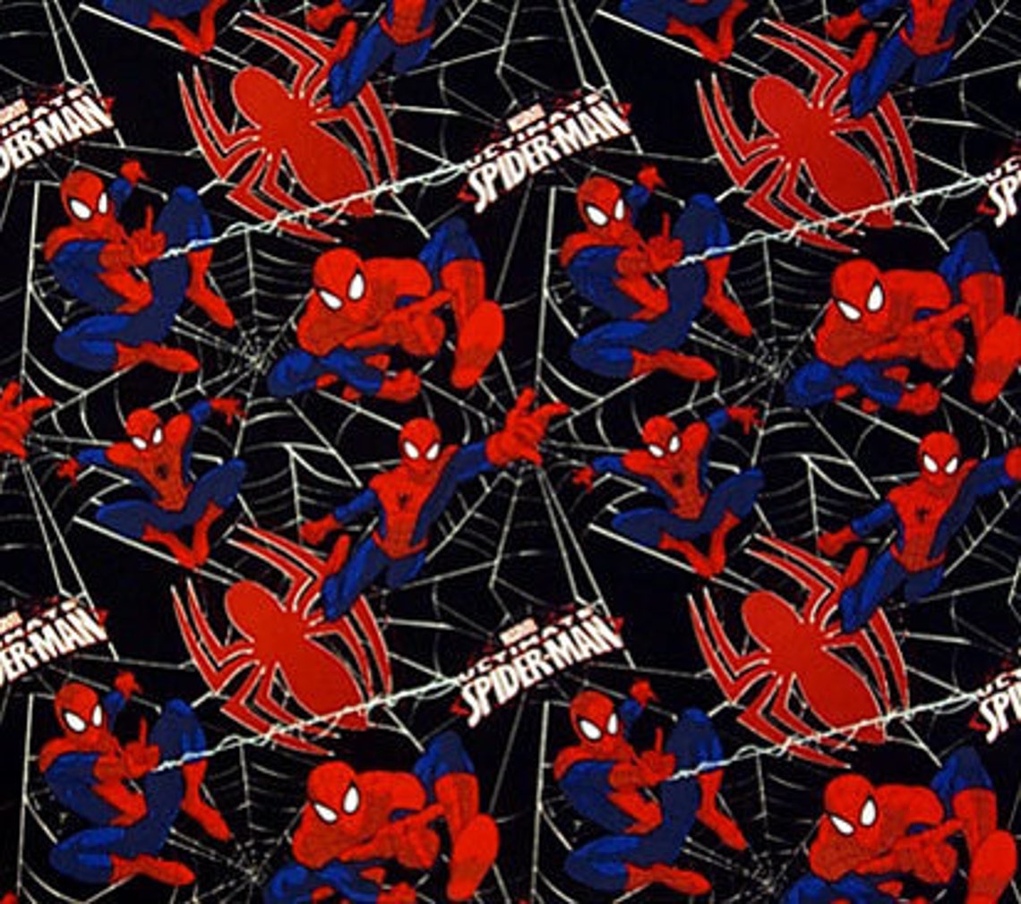 Spiderman Fabric 100 Cotton By the Yard Two Designs to Etsy