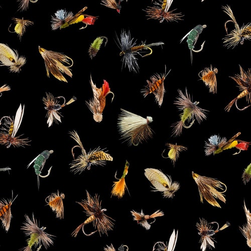 Man Cave Fabric Olive Green Neutral Fly Fishing Lures by Etsy