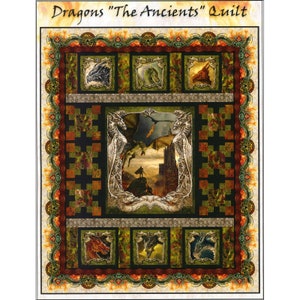 Dragons &quot;The Ancients&quot; Quilt Pattern by Jason Yenter Vendor In the Beginning PATTERN ONLY - Finished size:  76 1/2&quot; x 92 1/2&quot;