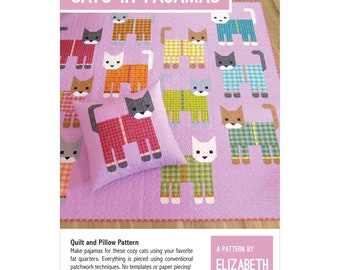 Cats in Pajamas Quilt Pattern by Elizabeth Hartman - Cat quilts and pillow made using fat quarters