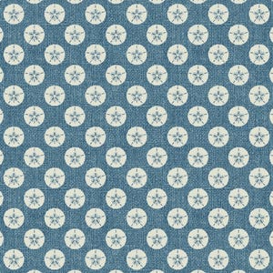 Burlap Coastal Sand Dollar Cotton Fabric in Marine Blue by Benartex - Beach Fabric, Ocean Fabric
