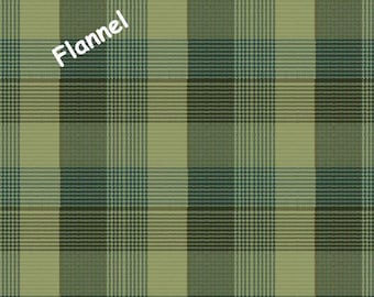 The Mountains Are Calling FLANNEL Fabric Window Pane Plaid in Green by Henry Glass Designer: Janet Rae Nesbitt - HEG3137F-66