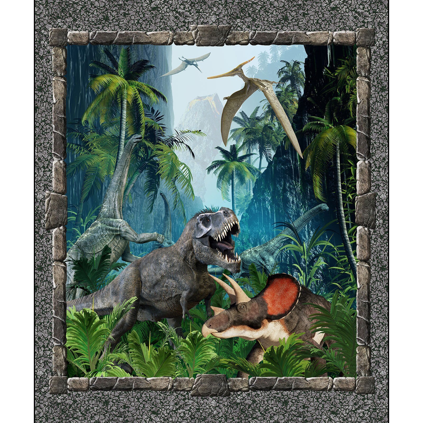 Jurassic Dinosaurs Fabric Quilt Panel by In the Beginning | Etsy