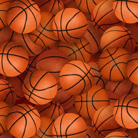 Basketball Cotton Quilting Fabric Sports Collection 221 Orange Etsy
