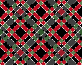 Christmas Night Diagonal Plaid Cotton Fabric by Maywood Studio - Designer Monique Jacobs