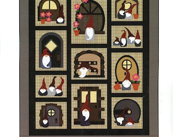 Gnome Quilt Pattern Gno Buddies by Quilt Woman Fat Cat Patterns Designer Sindy Rodenmayer Gnome Applique Pattern Finished Size 62" x 74"