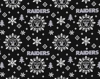 NFL Raiders Cotton FLANNEL Fabric Snowflakes Las Vegas 