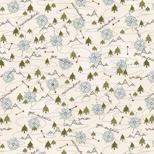 The Mountains Are Calling Baumwoll-Gewebe Mixed Media Mountain Twist Cream von Henry Glass - HEG3138-44 - NICHT FLANNEL