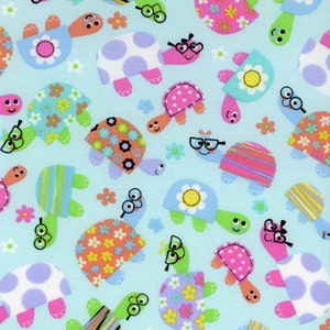 Cute Turtles Fabric Blue Turtle Print - Galaxy Tweetie Pie Fabric - 100% Cotton - By the Yard