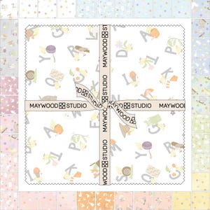 Little Chicks Flannel Fabric Layer Cake - 10 Inch Squares 42 Pieces Pre-Cut Cotton Fabric by Maywood Studio - Baby Flannel - Gender Neutral