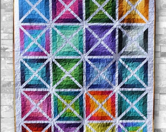 Hermosa Quilt Pattern Rainbow Squares Featuring Gelato Ombre Fabric by Maywood Studio - Designer Tiffany Hayes Needle in a Hayes Stack