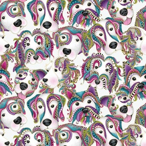 Benartex Dog On it Many Angles White 6259M-09 Benartex Dog On it Many Angles White 6259M-09