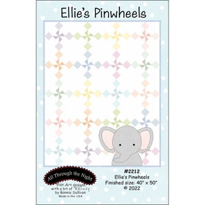 Ellie's Pinwheel Quilt Pattern - Animal Elephant Quilt Applique Pattern