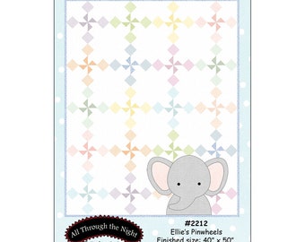 Ellie's Pinwheel Quilt Pattern - Animal Elephant Quilt Applique Pattern