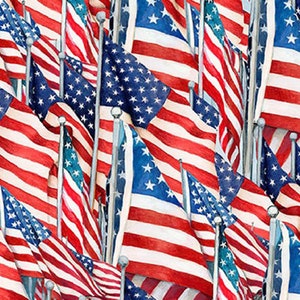 American Flag Fabric - Cotton - Susan Winget Patriotic American Flag Toss by Springs Creative