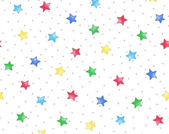 Baby FLANNEL Bright Primary Colored Stars on White Fabric - Comfy  Flannel Prints Cotton Fabric by A.E. Nathan Company - Gender Neutral