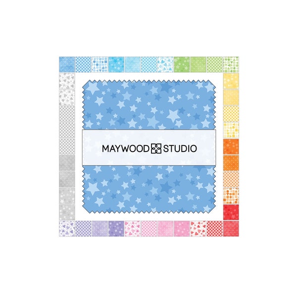 Playtime FLANNEL Fabric Charm Pack - 42 Pieces - 5” x 5” Quilt Squares - Cotton by Maywood Studio