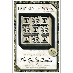 LABYRINTH WALK キルト パターン - The Guilty Quilter Christopher Florence 作 - 2 つのブロックの驚異! 幾何学的な 3D パズル キルト パターン 84" x 84"
