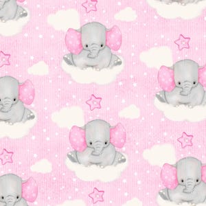 Tissu en flanelle bébé éléphant rose - Tissu en coton confortable avec des imprimés en flanelle par A.E. Nathan Company