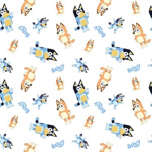 Bluey and Family Logo Toss Cotton Disney Junior Fabric by Springs Creative