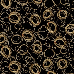 Yellowstone Lasso Fabric in Black - 100% Cotton Fabric - Cowboy, Western, Rodeo Fabric - Benartex - Kanvas Studio