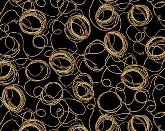 Yellowstone Lasso Fabric in Black - 100% Cotton Fabric - Cowboy, Western, Rodeo Fabric - Benartex - Kanvas Studio