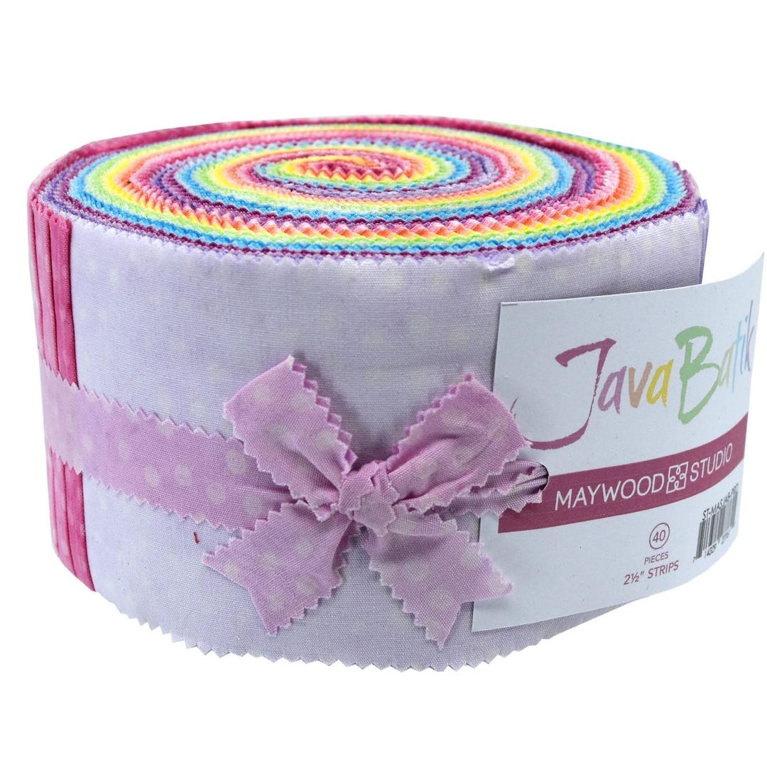 FREE SHIPPING - Java Batik Pastel Rainbow Dots Fabric Jelly Roll Strips ...