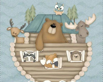 Dream Big Little One  Noah’s Ark Quilt Panel - 24" Cotton Fabric Panel by Henry Glass Fabrics - HEG914P-11