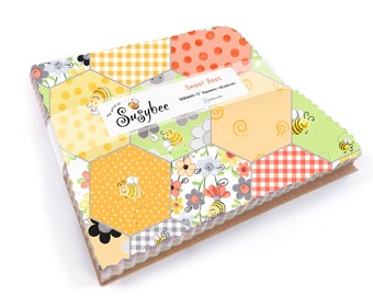 Sweet Bees Fabric Charm Pack - 5" Squares - 42 Pieces Pre-Cut Cotton Fabric by Susybee Fabric