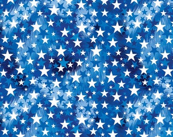 108" Wide Back Fabric | Patriotic Celebration Stars Blue White | Benartex