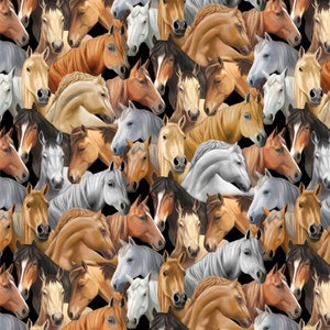 Yellowstone Packed Horses Western Fabric - 100% Cotton Fabric - Cowgirl, Cowboy, Rodeo Fabric - Benartex - Kanvas Studio