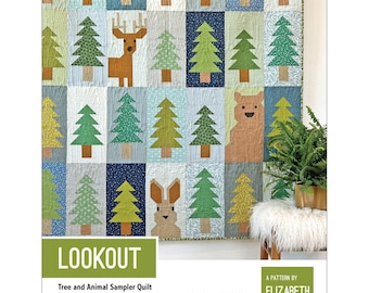 Lookout Quilt Pattern by Elizabeth Hartman - Forest Animals and Trees Patchwork Quilt Pattern